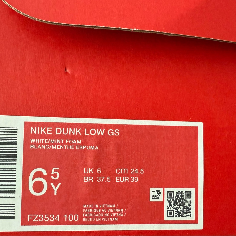 Nike Dunk Low GS Big Kids (FZ3534-100) “Mint Foam” - Picture 8 of 12